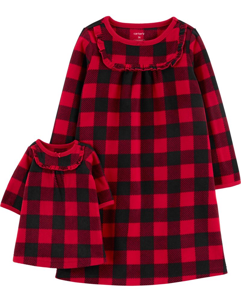 NWT Carters Girls Holiday Xmas Pajamas Believe Magic buffalo plaid u pick size